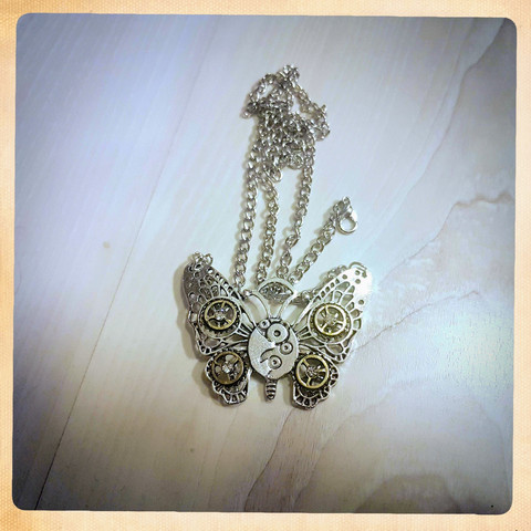 Necklace, Steampunk style Butterfly