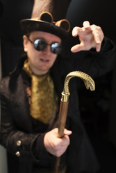 Walking Cane Snakehead top stick - Gentleman style - Steampunk walking cane - Telescope - Gentleman