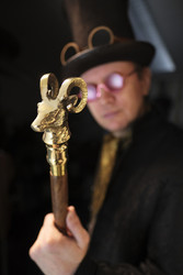Walking Cane Goat Head - Gentleman style - Steampunk walking cane - Goat - Gentleman