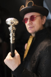 Walking Silver Decor Metal top Head - Gentleman style - Steampunk walking cane - Gentleman