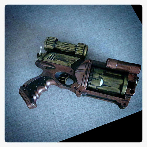 Steampunk style softbullet gun with light