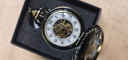 Big Mechanical Pocket Watch with Steampunk themed patterns
