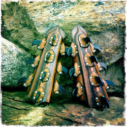 Dragon Born Leather Bracers in SteamPunk colours