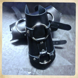 Medieval-Fantasy style Leather Bracers with Metal Rings