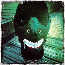Leatherette mask with decorations, black