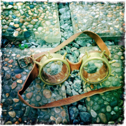 Leather & Brass Goggles, Deluxe model Spike