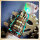 Steampunk tyylinen ranneke LED valoin ja pienin spottivaloin