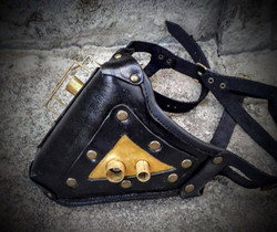 Steampunk Long Leather Mask with brass decorations