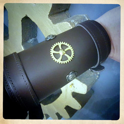 Decorated Steampunk style leather cuff