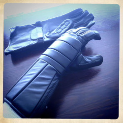 Long Riotgloves style, leather, black