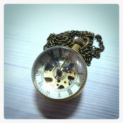 Mechanical Pocket Watch,  Spherical shape with magnifying glass