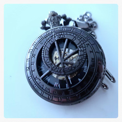 Big Mechanical Pocketwatch Black gunmetal style colour, with special decorations