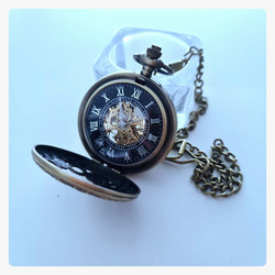 Big Mechanical Pocketwatch Brass style colour with gear decorations