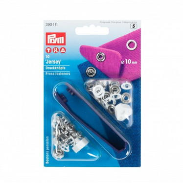 Prym: Rengasneppari, jersey 10mm + työvälineet, valkoinen