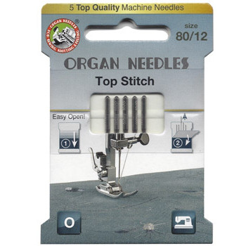 Ompelukoneneula: Organ Top Stitch 80/12