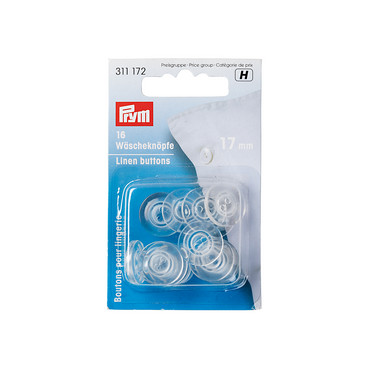 Prym: Mankelinappi 17mm 16kpl, läpinäkyvä