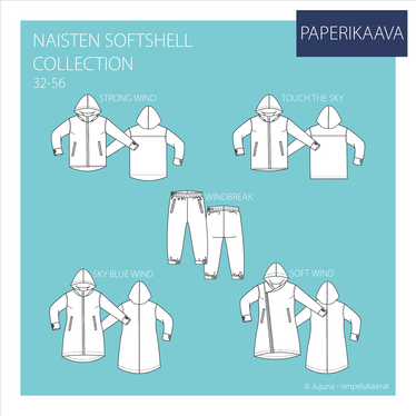 Jujuna, kaavapaketti: Naisten Softshell Collection 32-56