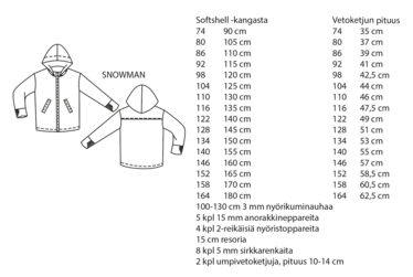 Jujuna, kaavapaketti:  Lasten Softshell Collection 74-164 cm