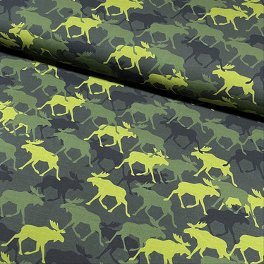 Stofflykke: Camo hirvi puuvillatrikoo, tummanvihreä