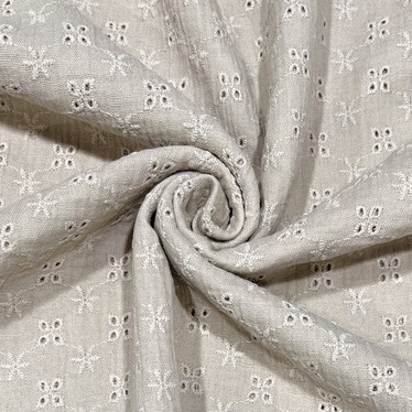 Brodeerattu double gauze: Vaalea beige