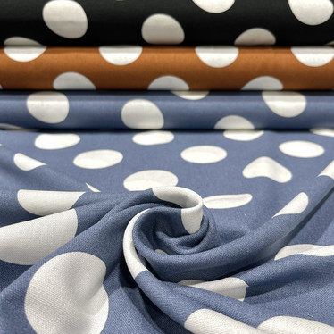 Pellava-viskoosi: Big dots, punatiili - valkoinen