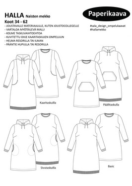 Sala Design: Halla, naisten mekko, 34 - 62