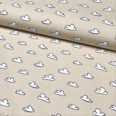 Puuvillapopliini: Pilvet, beige