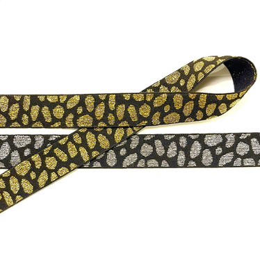 Bokserikuminauha 25mm leopardi, kulta ja hopea