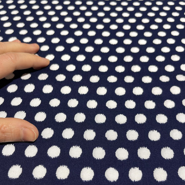 Kudottu viskoosi: Dots, tummansininen - valkoinen