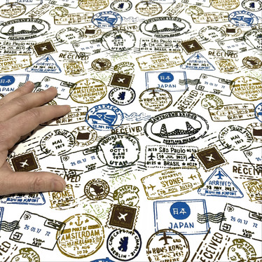 Digitrikoo: Matkustusleimat, valkoinen - sininen - ruskea