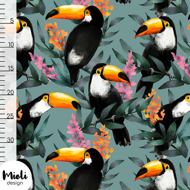 Mieli Design: TOUCAN dark aqua, luomupuuvillatrikoo