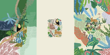 Digitrikooraportti: Jungle animals, 75x150cm