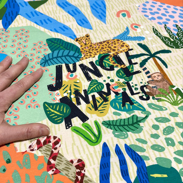 Digitrikooraportti: Jungle animals, 75x150cm