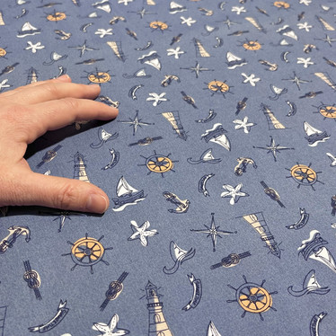 Puuvillapopliini: Majakat, ruorit ja purjeveneet, jeans