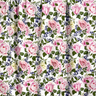 Luomupuuvillatrikoo: Roses, valkoinen - pinkki