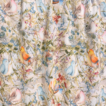 Digijoustocollege: Summer birds, beige - monivärinen