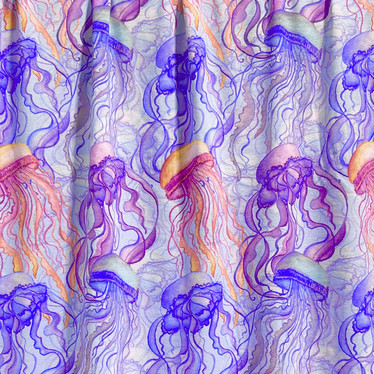 Luomupuuvillatrikoo: Meduusat, sininen - violetti