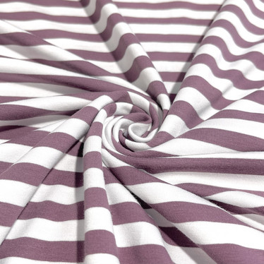 Trikoo: Raita 1cm, mauve - valkoinen