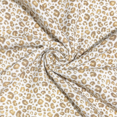 Double gauze: Leopard, valkoinen - ruskea - beige