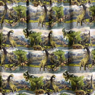 Luomupuuvillatrikoo: Dinosaurukset viidakossa, monivärinen