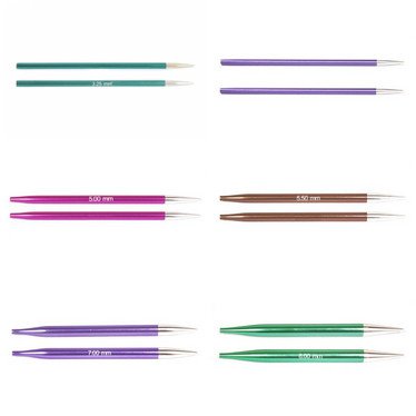 KnitPro Zing: Pyöröpuikon päät 11,5cm, metalli, 3,00-8,00