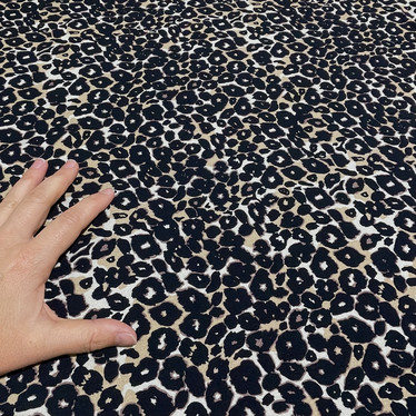 Luomupuuvillatrikoo: Leopard, kameli - musta - valkoinen