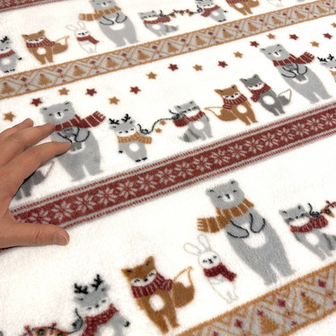 Polar fleece: Eläimet rivissä, valkoinen