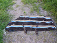 Sini-ruskea raidallinen fleeceloimi 165 cm