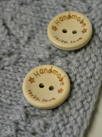 Handmade With Love träknapp, ljus 20 mm