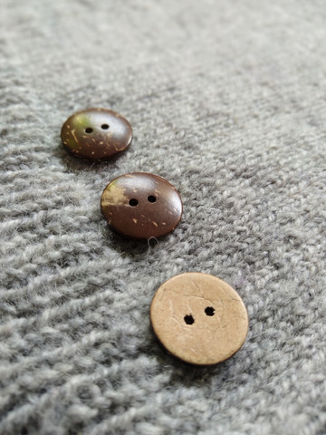 Slät kokosknapp,  20 mm
