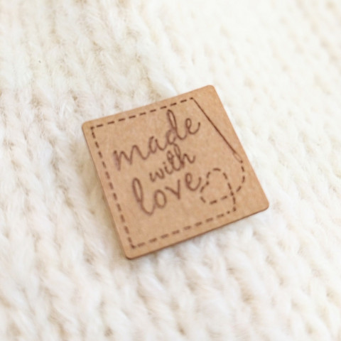 Made with love-märke i läderpapper (tvättbart)