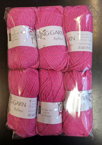 Fyndhörna: Viking Garn reflexgarn 6 st, 463 cerise