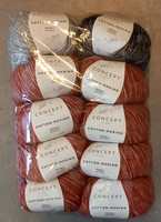 Fyndhörna: Katia Cotton merino, 10 st - 8 röda+grå+svart