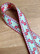 Vävt band 20 mm, blomma, röd/gul/ljus turkos